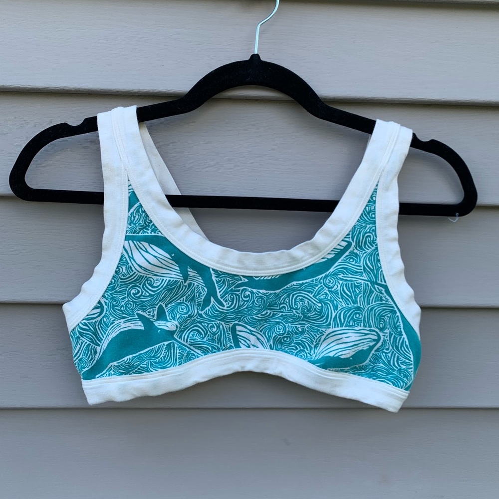 Thunderpants whales & narwhal organic cotton bralette